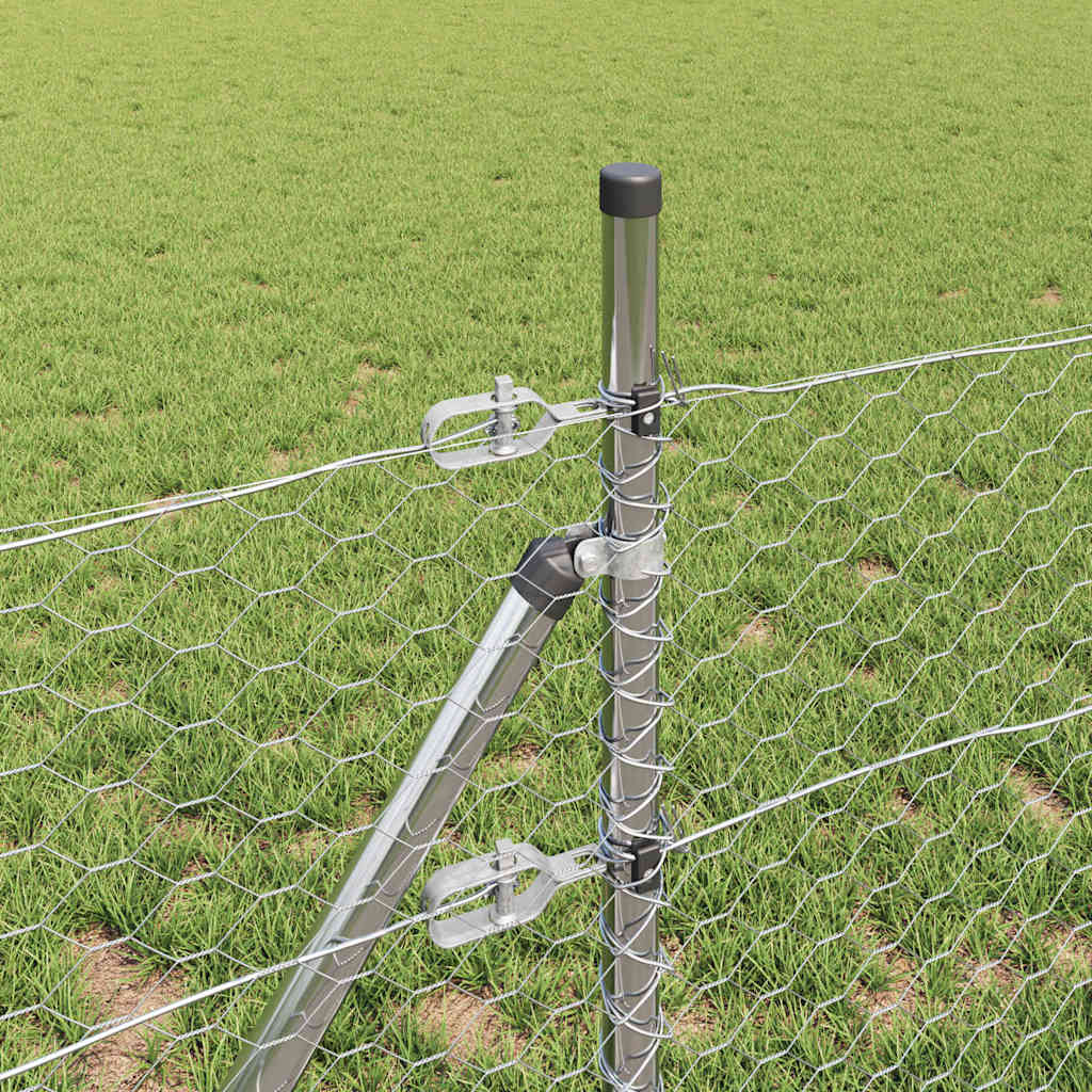 Cerca com Postes Prateado 0.8 x 10 m Aço revestido de PVC