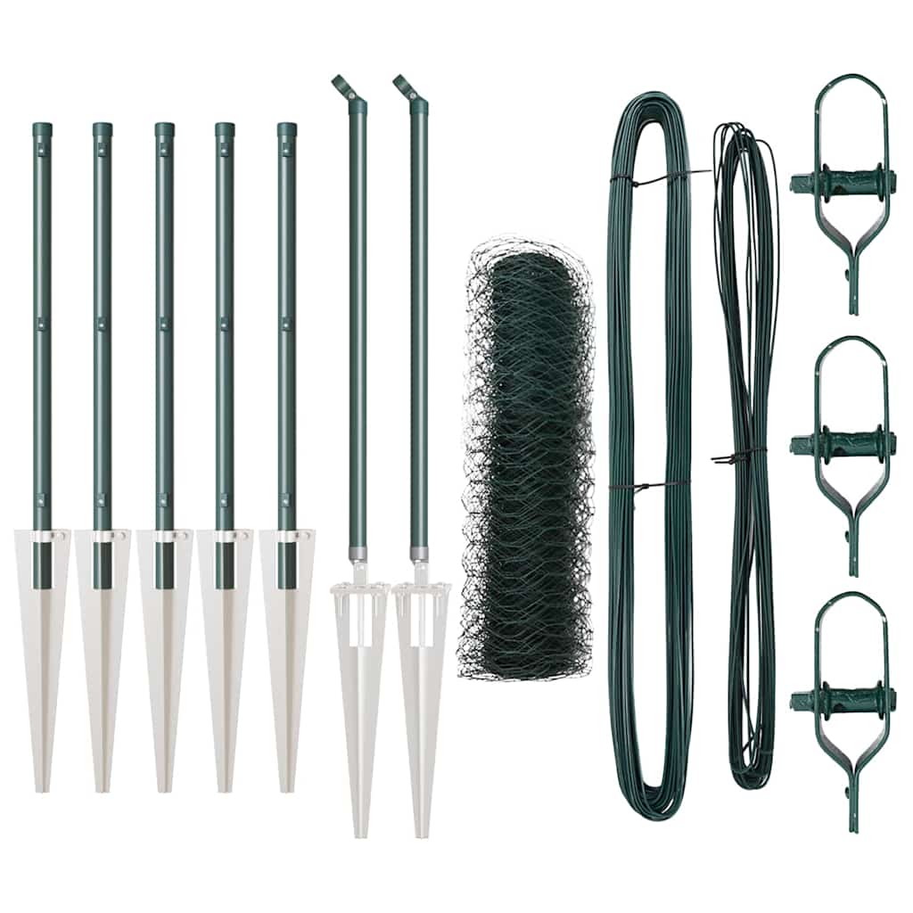 Cerca com Postes Verde 0.6 x 10 m Aço revestido de PVC