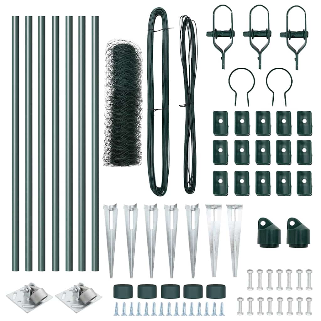 Cerca com Postes Verde 0.6 x 10 m Aço revestido de PVC