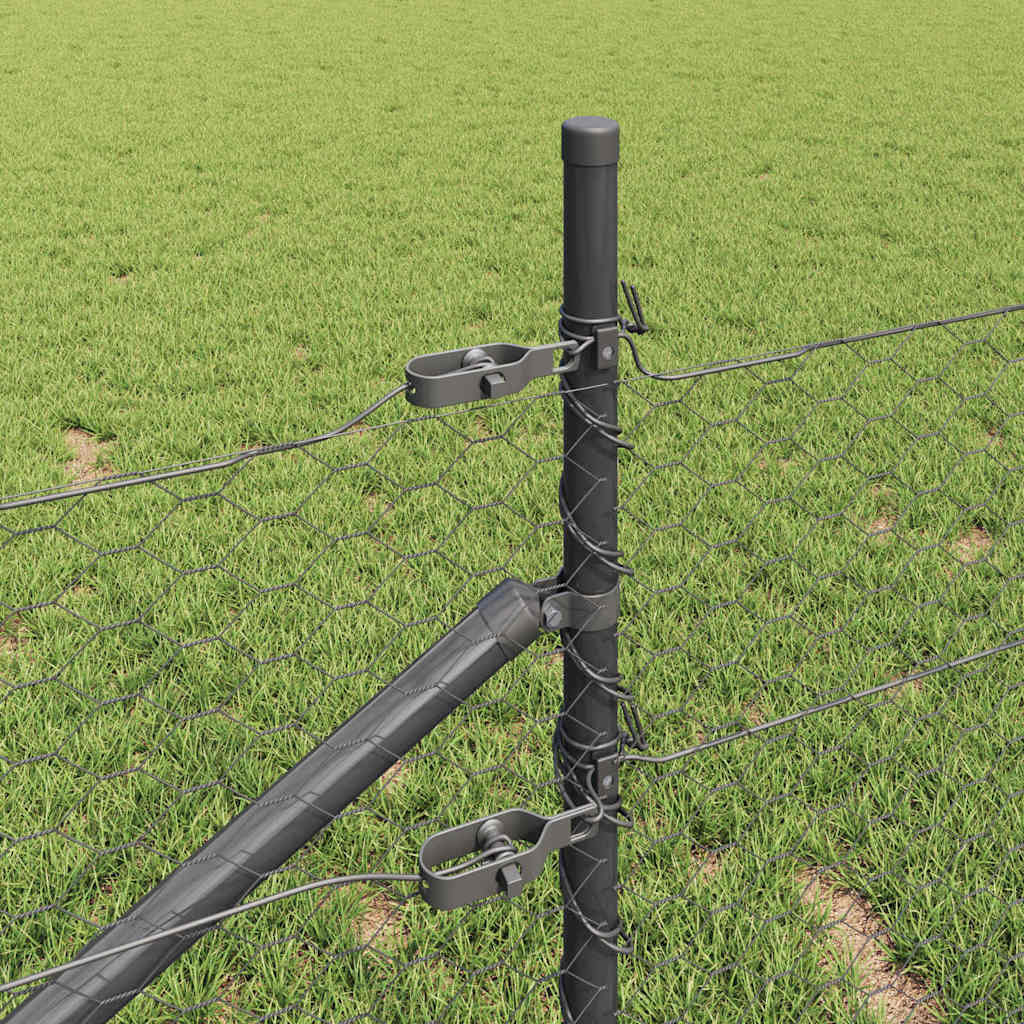 Cerca com Postes Cinzeto 0.4 x 10 m Aço revestido de PVC