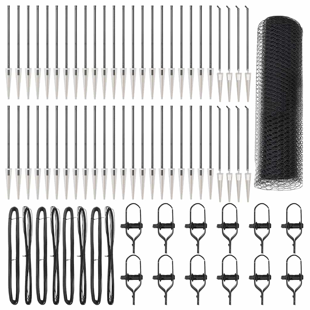 Cerca com Postes Cinzeto 0.4 x 100 m Aço revestido de PVC