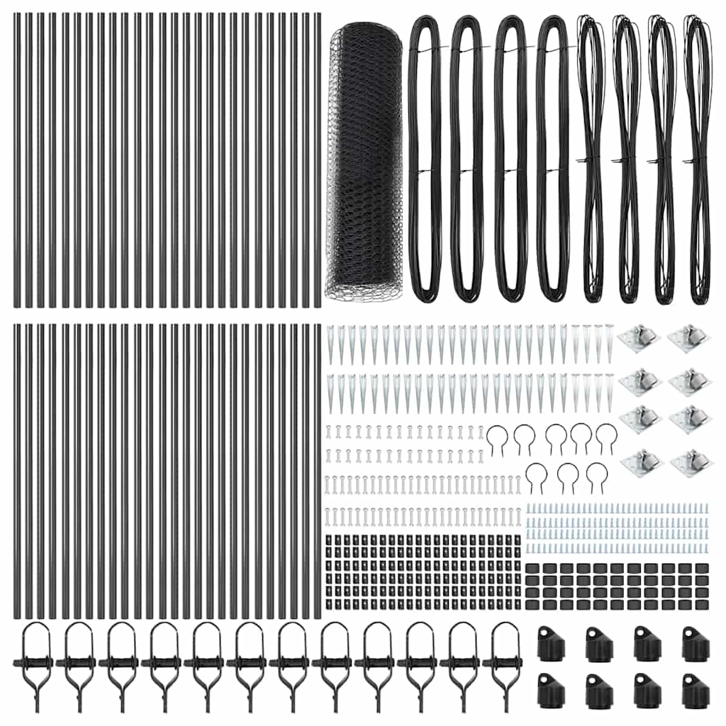 Cerca com Postes Cinzeto 0.4 x 100 m Aço revestido de PVC