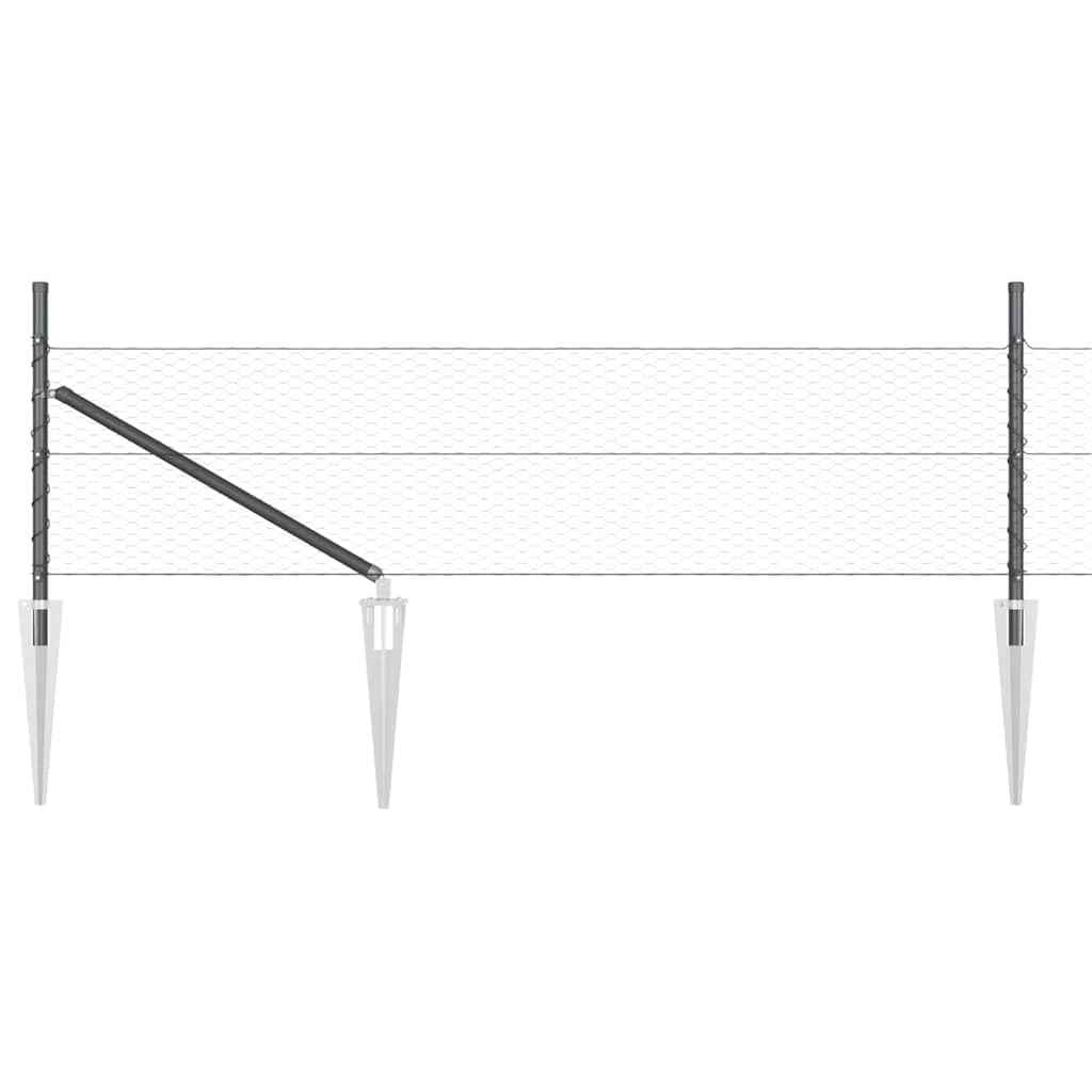 Cerca com Postes Cinzeto 0.4 x 100 m Aço revestido de PVC