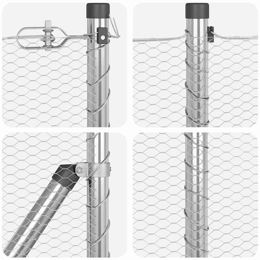 Cerca com Postes Prateado 0.6 x 10 m Aço revestido de PVC