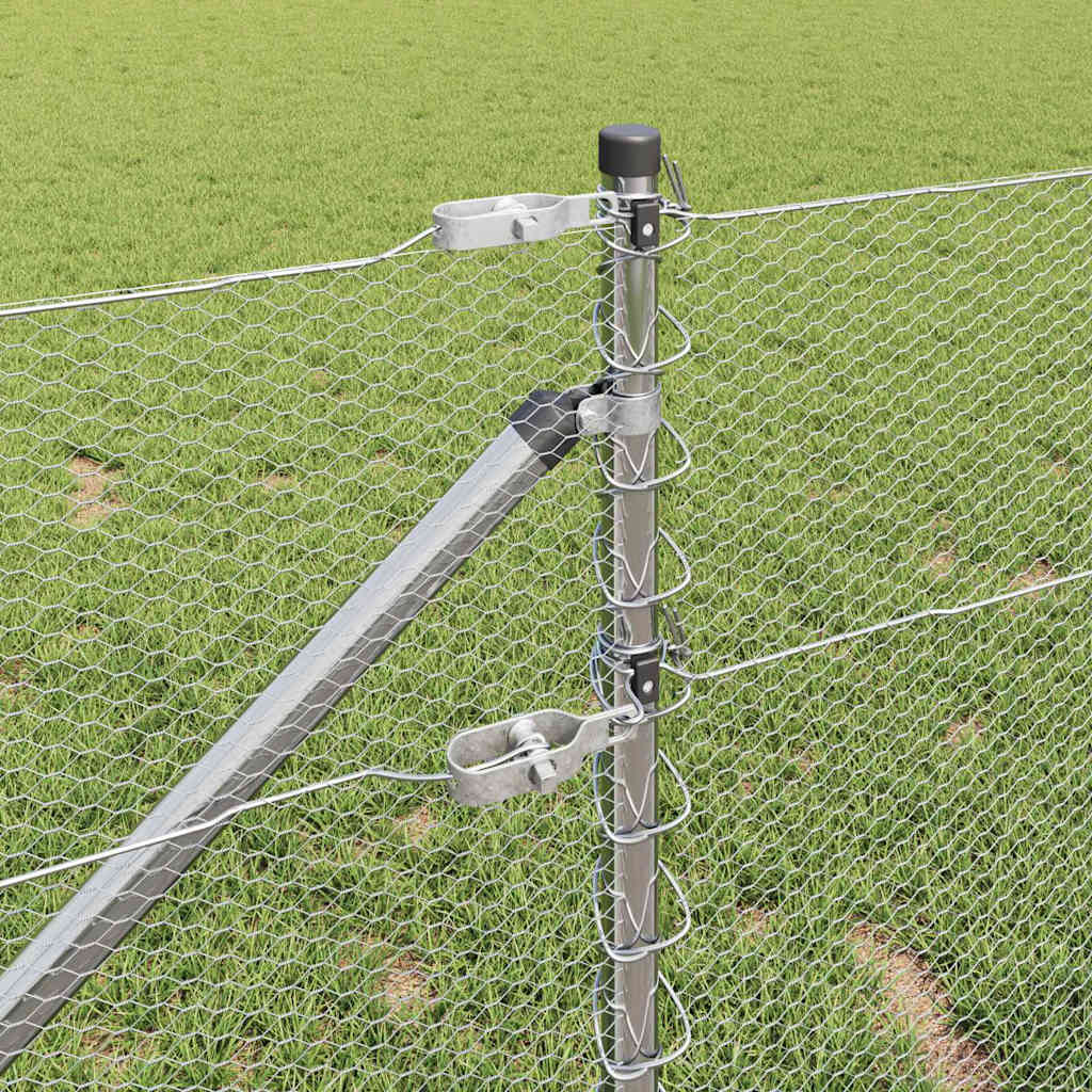 Cerca com Postes Prateado 0.6 x 10 m Aço revestido de PVC