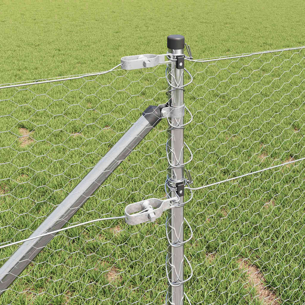 Cerca com Postes Prateado 0.6 x 10 m Aço revestido de PVC