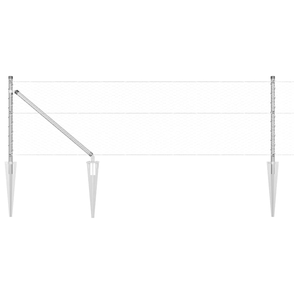 Cerca com Postes Prateado 0.6 x 10 m Aço revestido de PVC