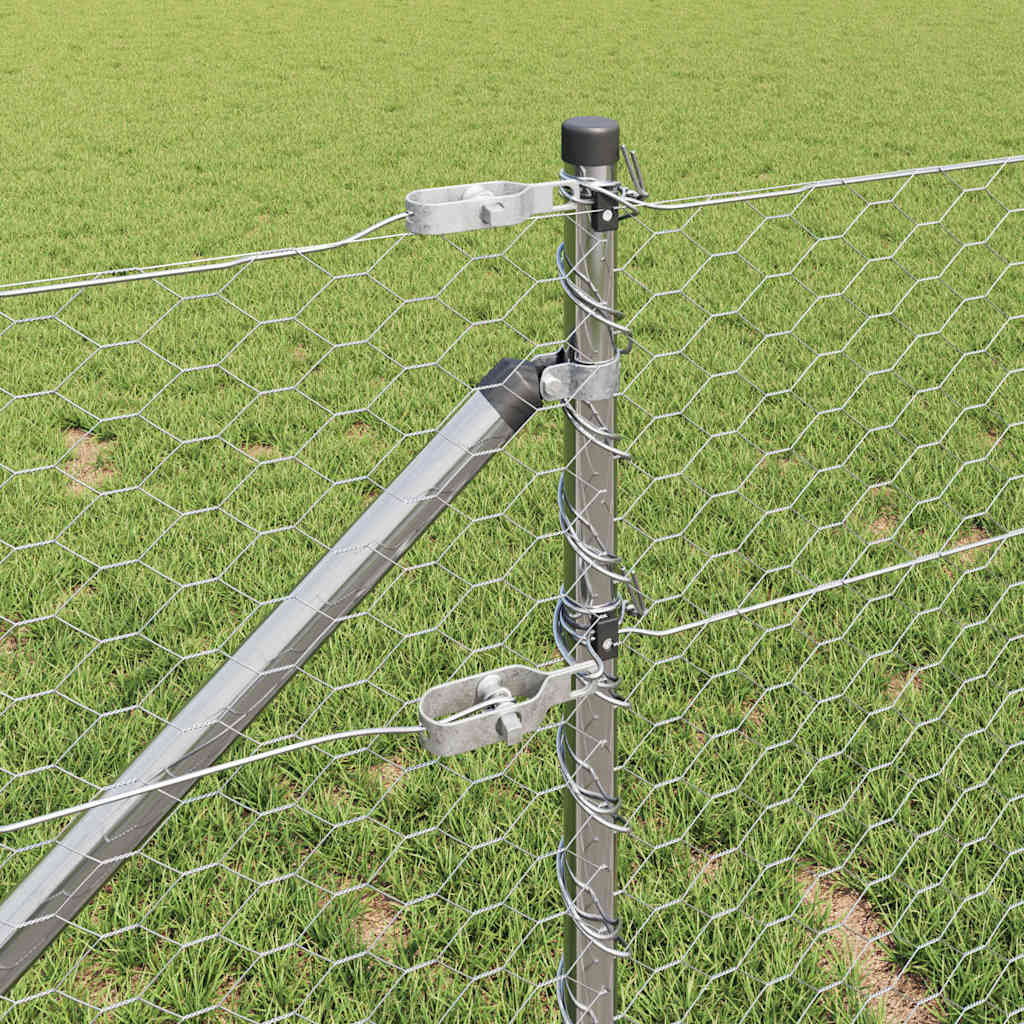 Cerca com Postes Prateado 0.6 x 10 m Aço revestido de PVC