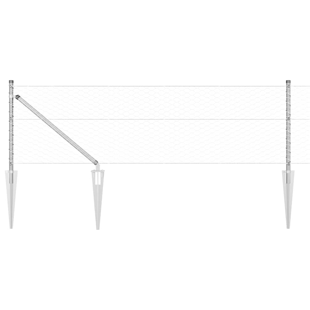 Cerca com Postes Prateado 0.6 x 10 m Aço revestido de PVC