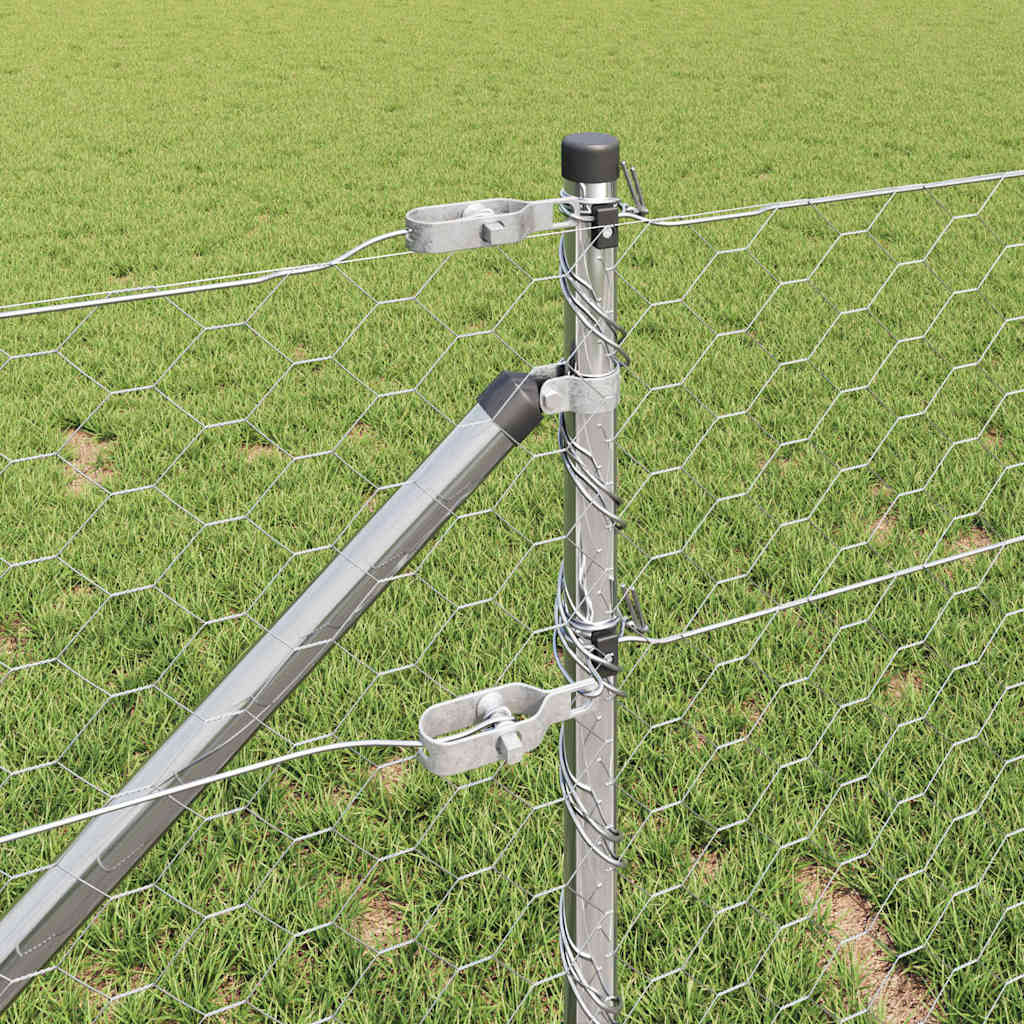 Cerca com Postes Prateado 0.6 x 10 m Aço revestido de PVC