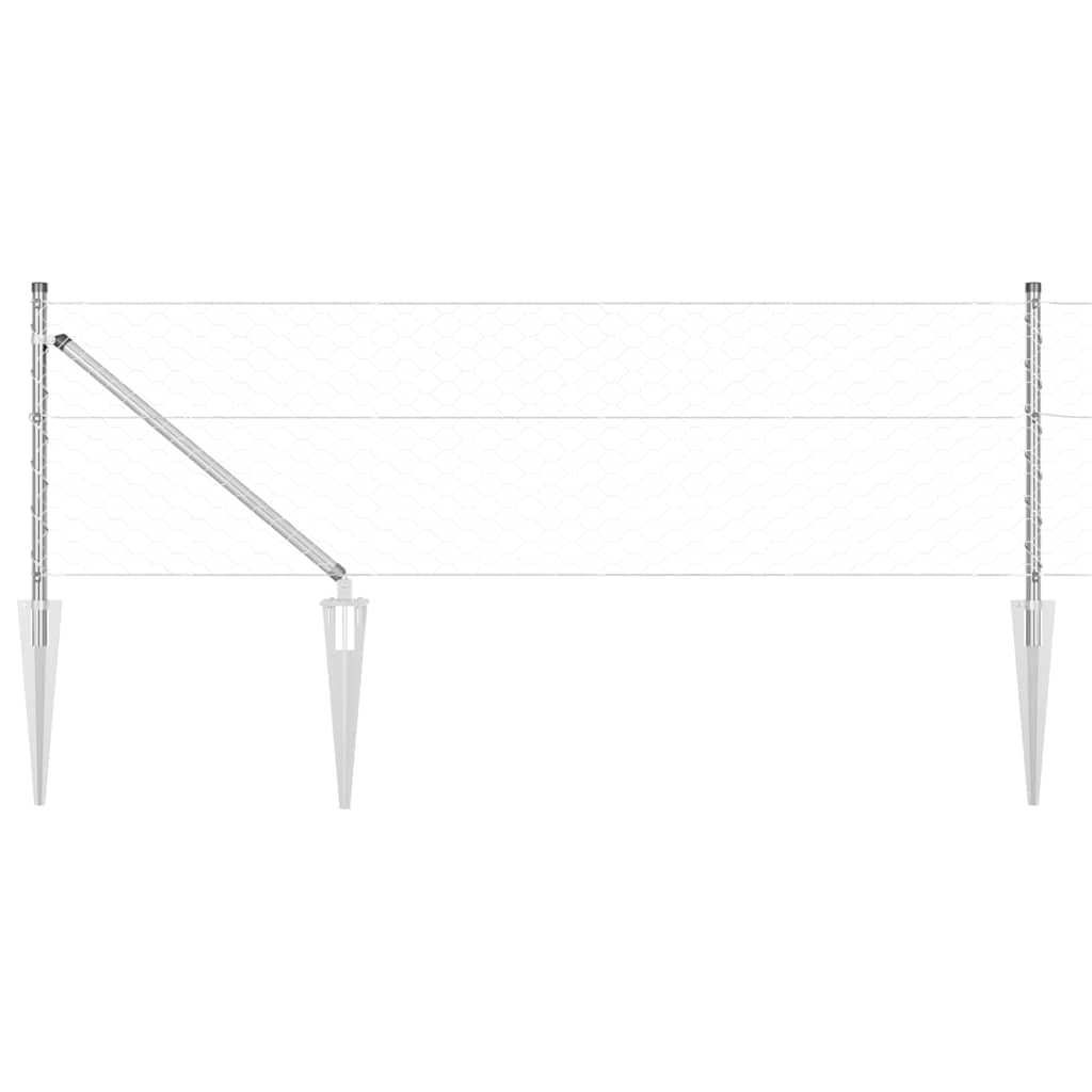 Cerca com Postes Prateado 0.6 x 10 m Aço revestido de PVC