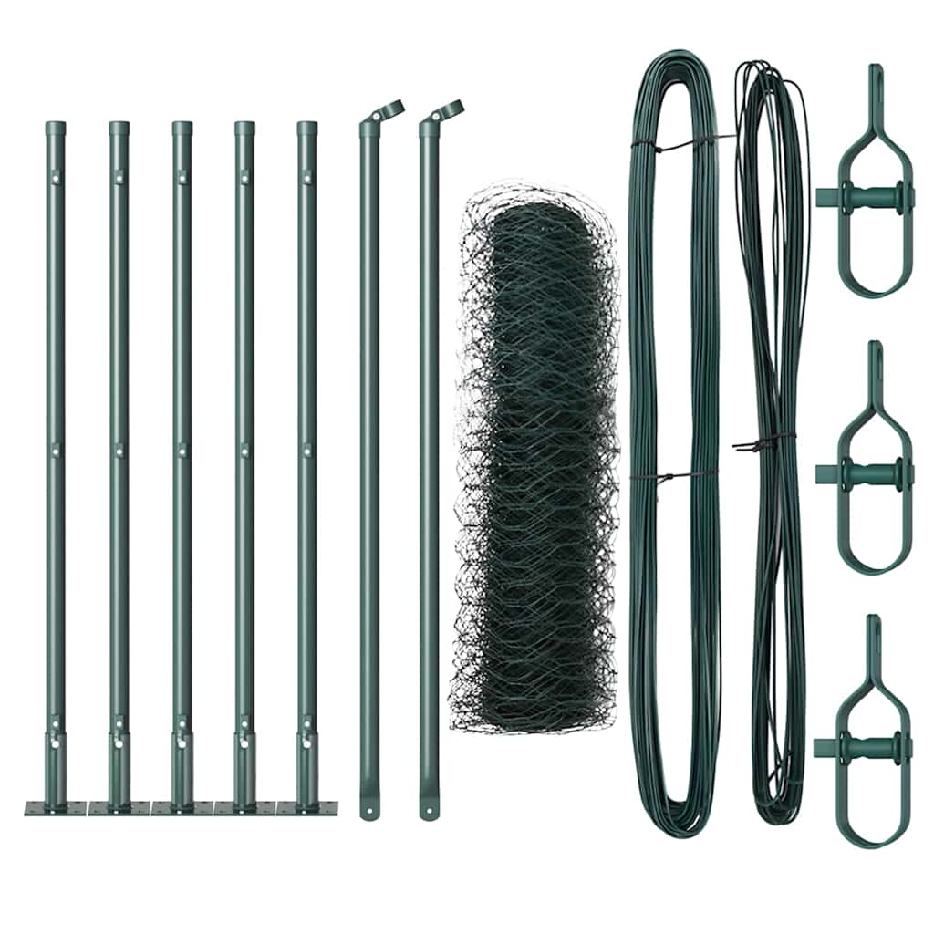 Cerca com Postes Verde 0.6 x 10 m Aço revestido de PVC
