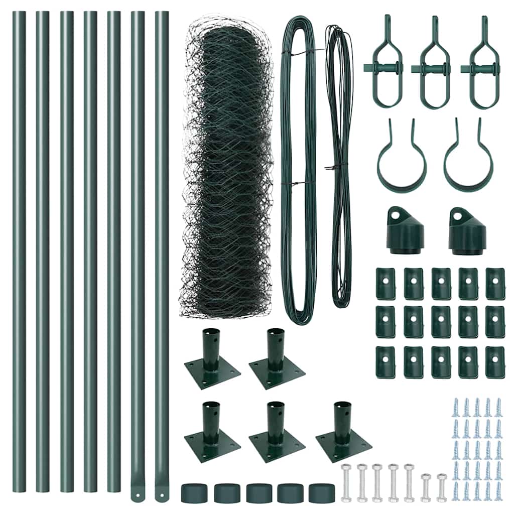 Cerca com Postes Verde 0.6 x 10 m Aço revestido de PVC