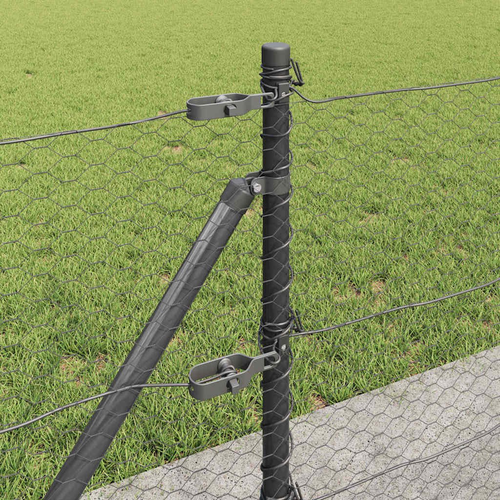 Cerca com Postes Cinzeto 0.6 x 10 m Aço revestido de PVC