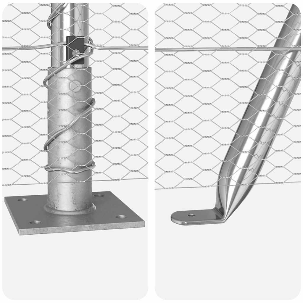 Cerca com Postes Prateado 0.6 x 10 m Aço revestido de PVC