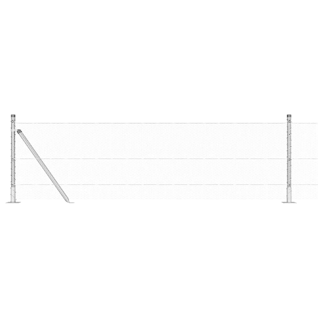 Cerca com Postes Prateado 0.6 x 10 m Aço revestido de PVC