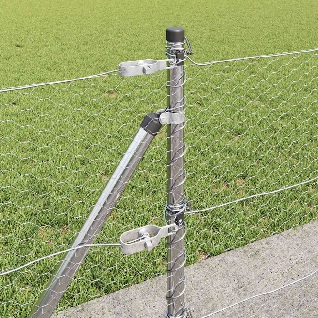 Cerca com Postes Prateado 0.6 x 10 m Aço revestido de PVC