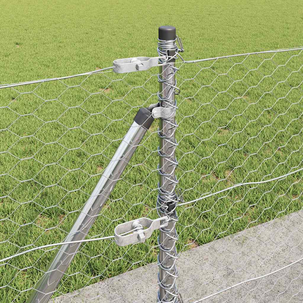 Cerca com Postes Prateado 0.6 x 10 m Aço revestido de PVC