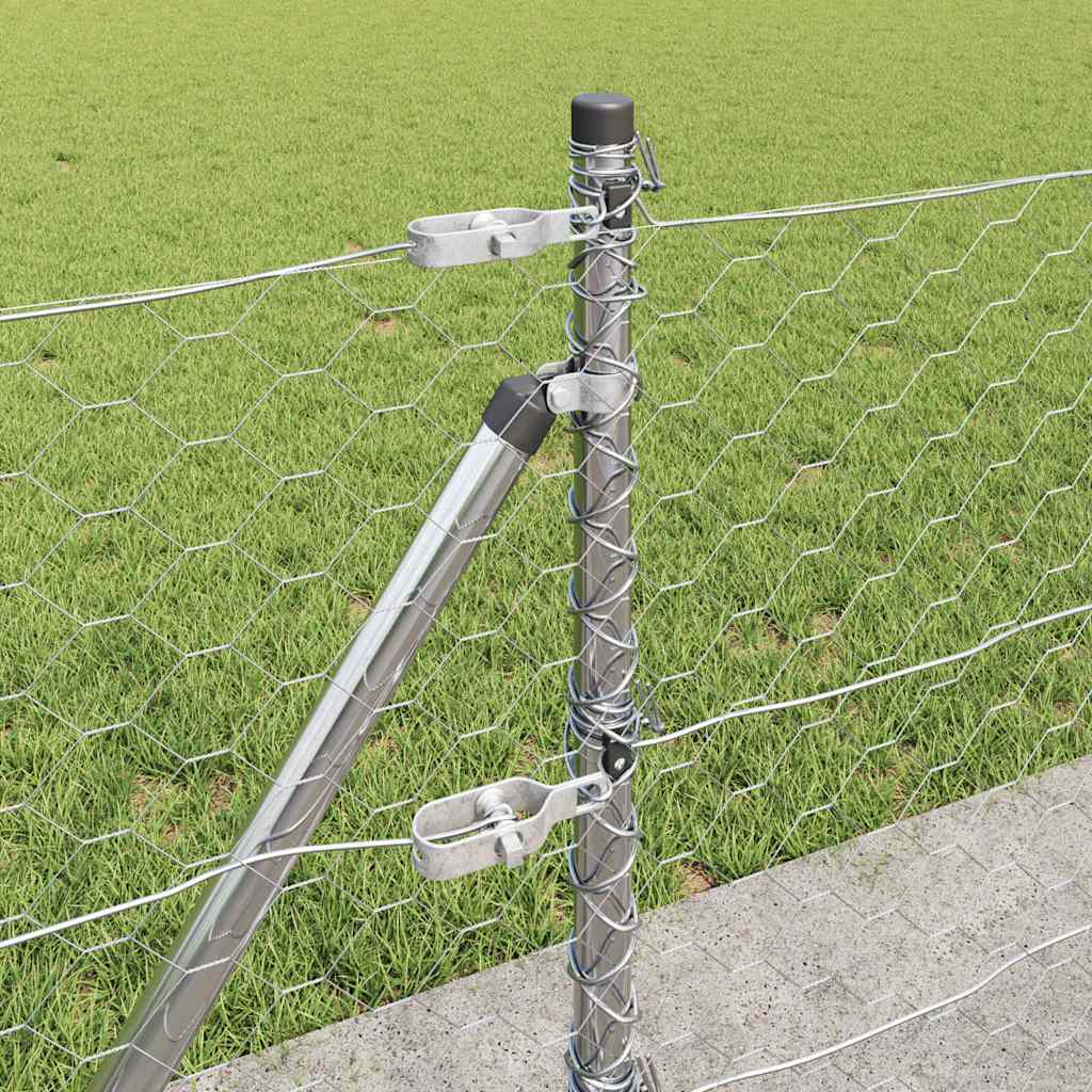 Cerca com Postes Prateado 0.6 x 10 m Aço revestido de PVC