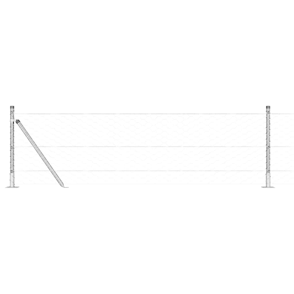 Cerca com Postes Prateado 0.6 x 10 m Aço revestido de PVC