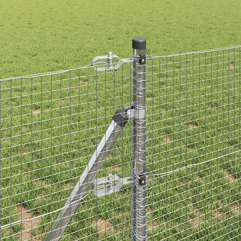 Cerca com Postes Prateado 0.4 x 10 m Aço