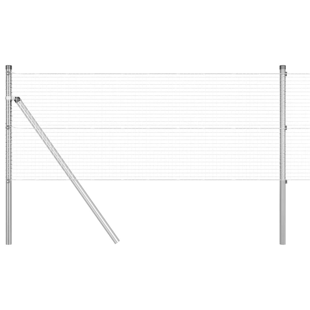 Cerca com Postes Prateado 0.4 x 10 m Aço