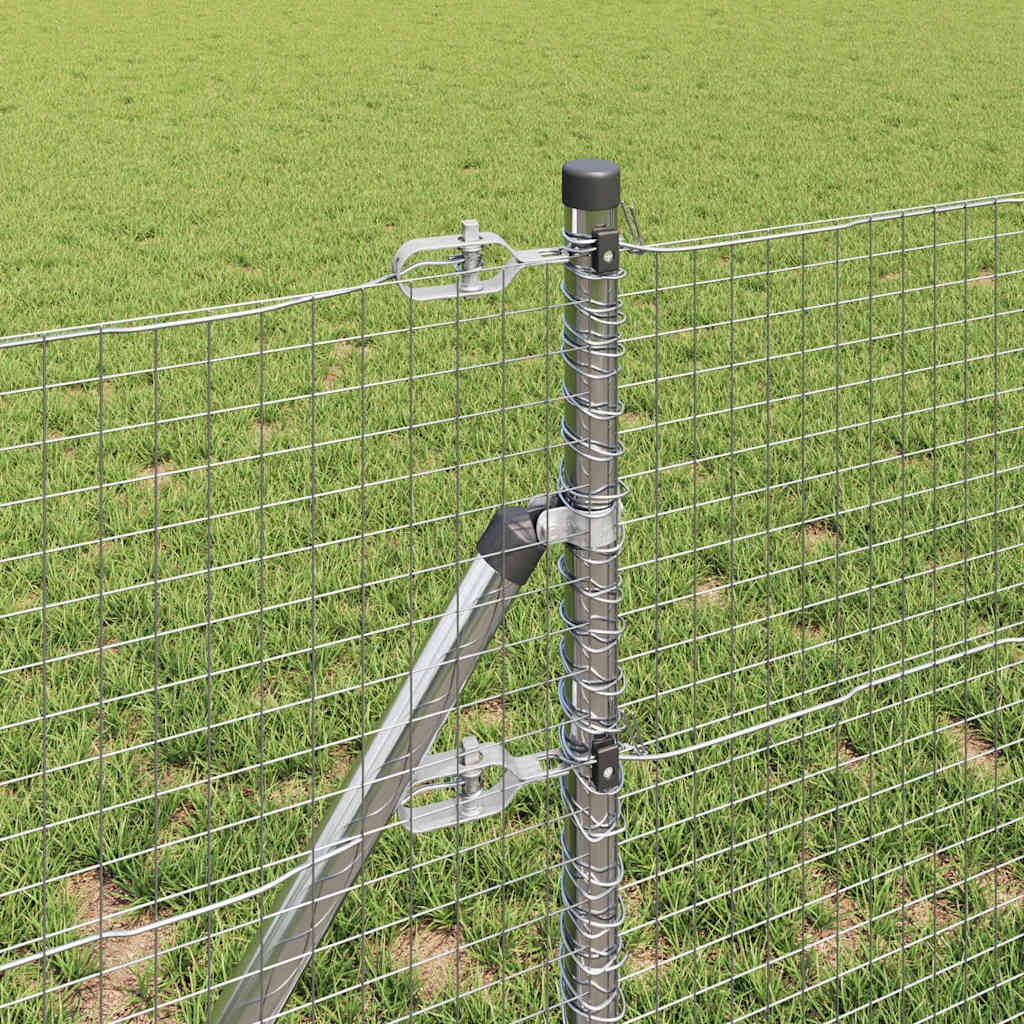 Cerca com Postes Prateado 0.5 x 10 m Aço