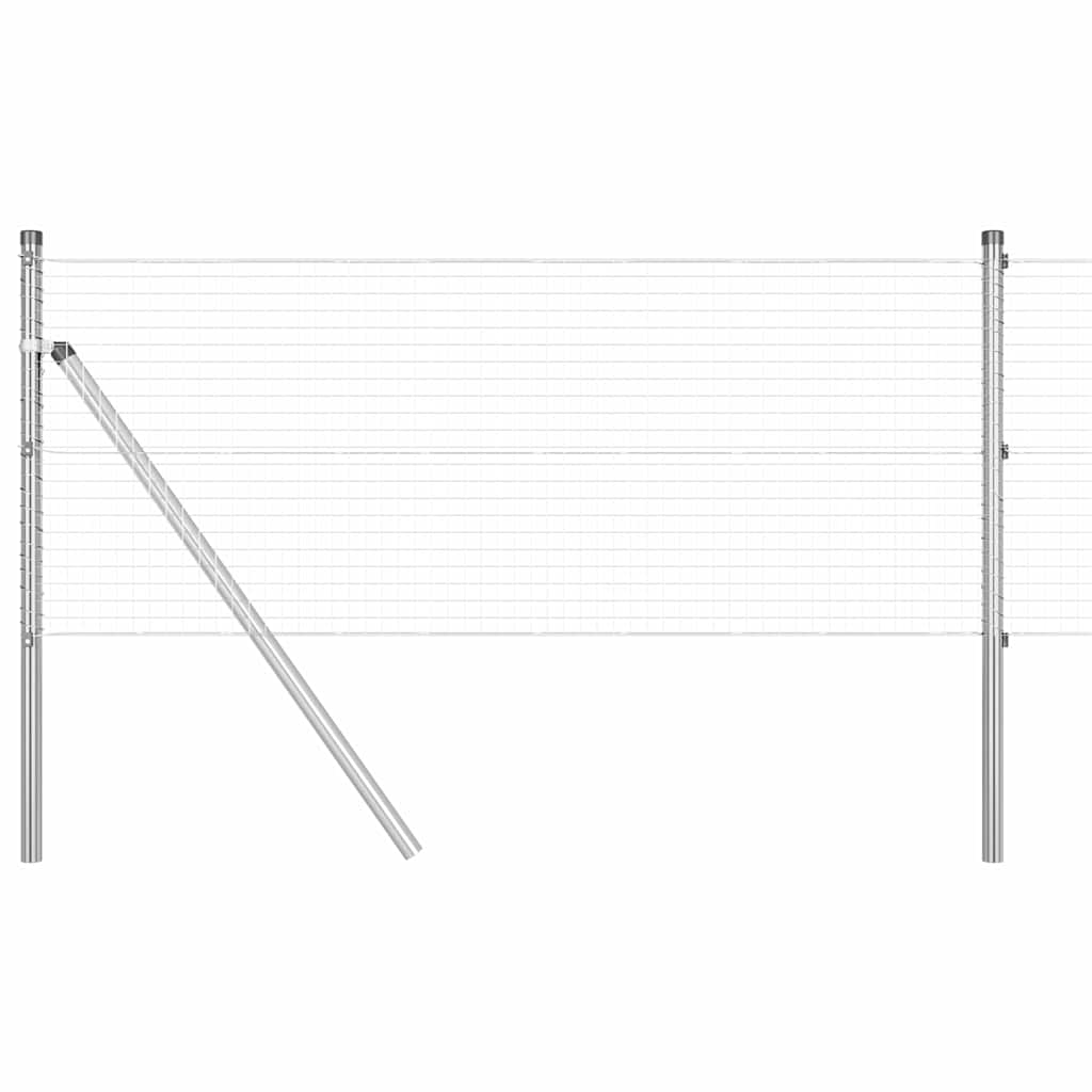 Cerca com Postes Prateado 0.5 x 10 m Aço