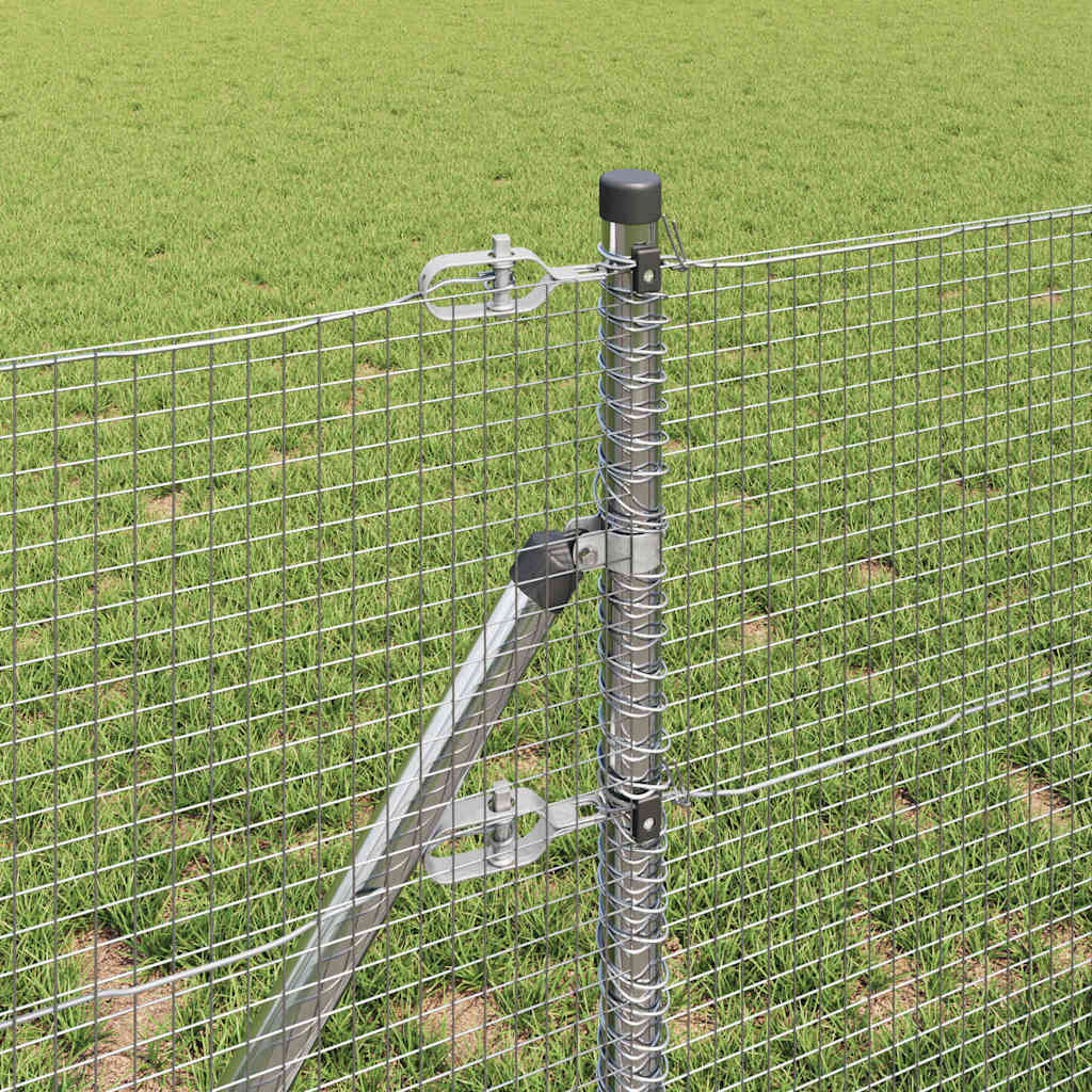 Cerca com Postes Prateado 0.4 x 50 m Aço