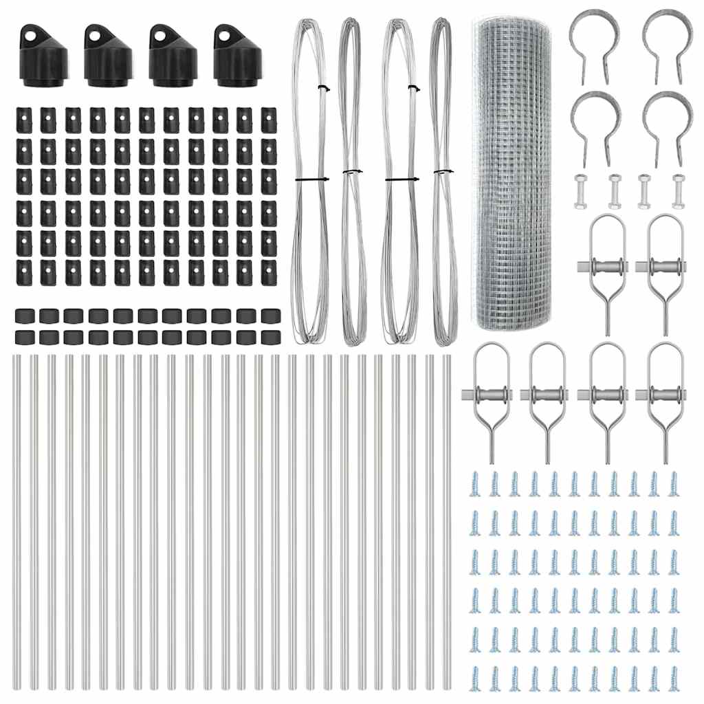 Cerca com Postes Prateado 0.5 x 50 m Aço