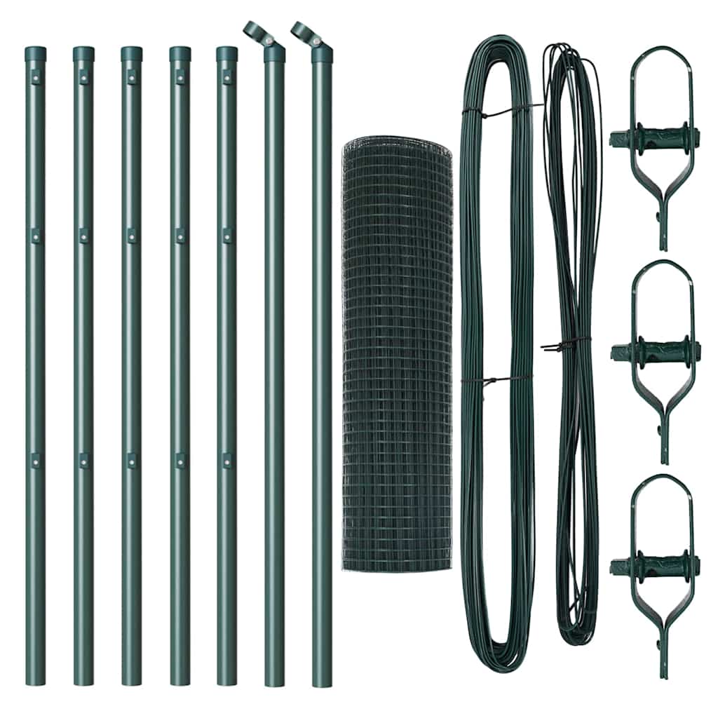 Cerca com Postes Verde 0.5 x 10 m Aço