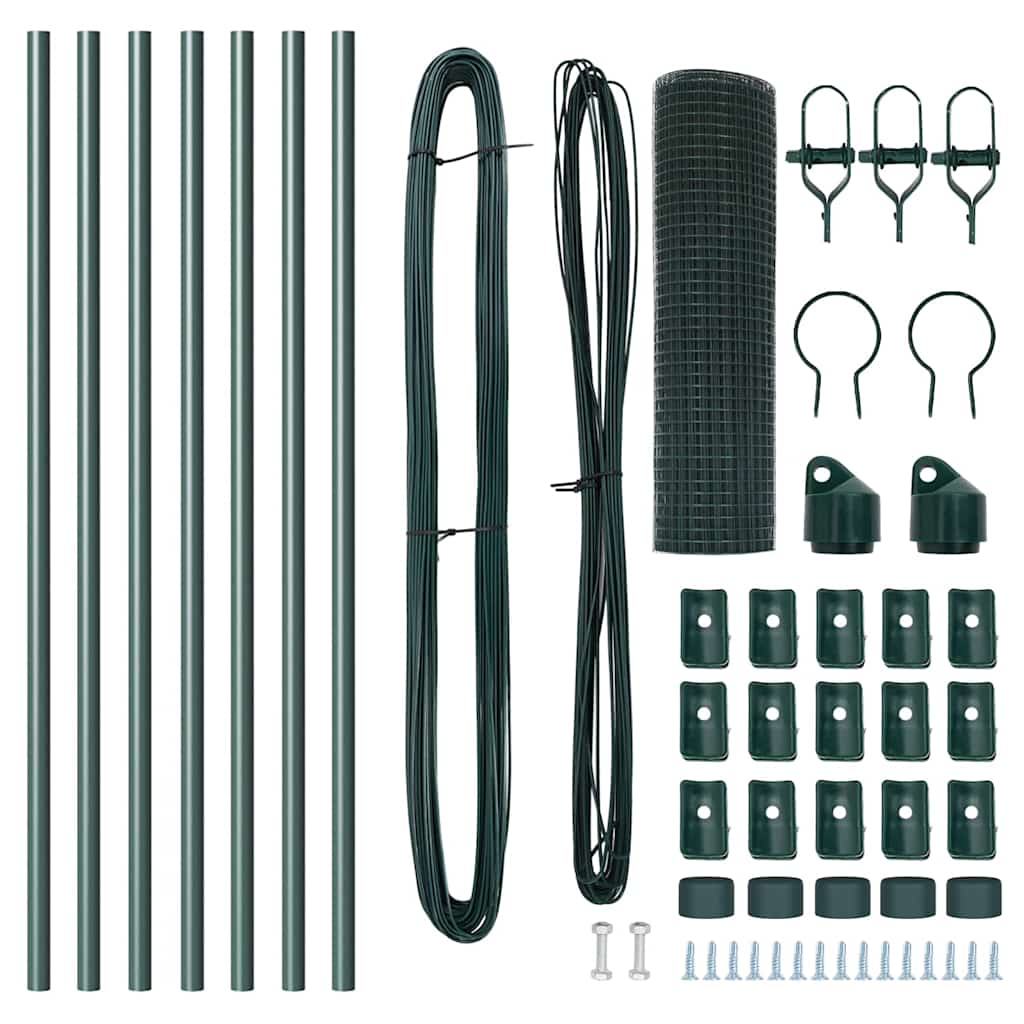 Cerca com Postes Verde 0.5 x 10 m Aço