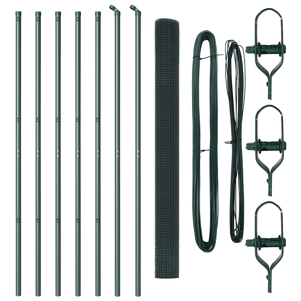 Cerca com Postes Verde 1.5 x 10 m Aço