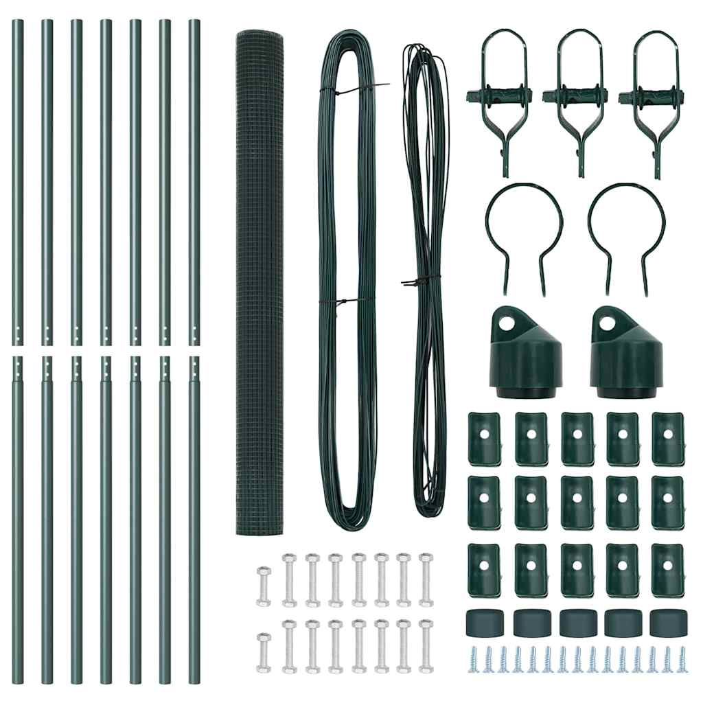 Cerca com Postes Verde 1.5 x 10 m Aço