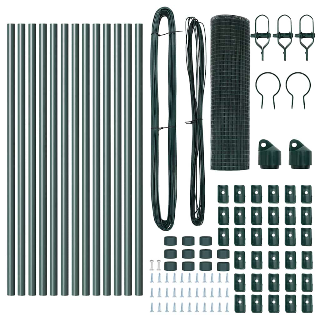 Cerca com Postes Verde 0.5 x 25 m Aço