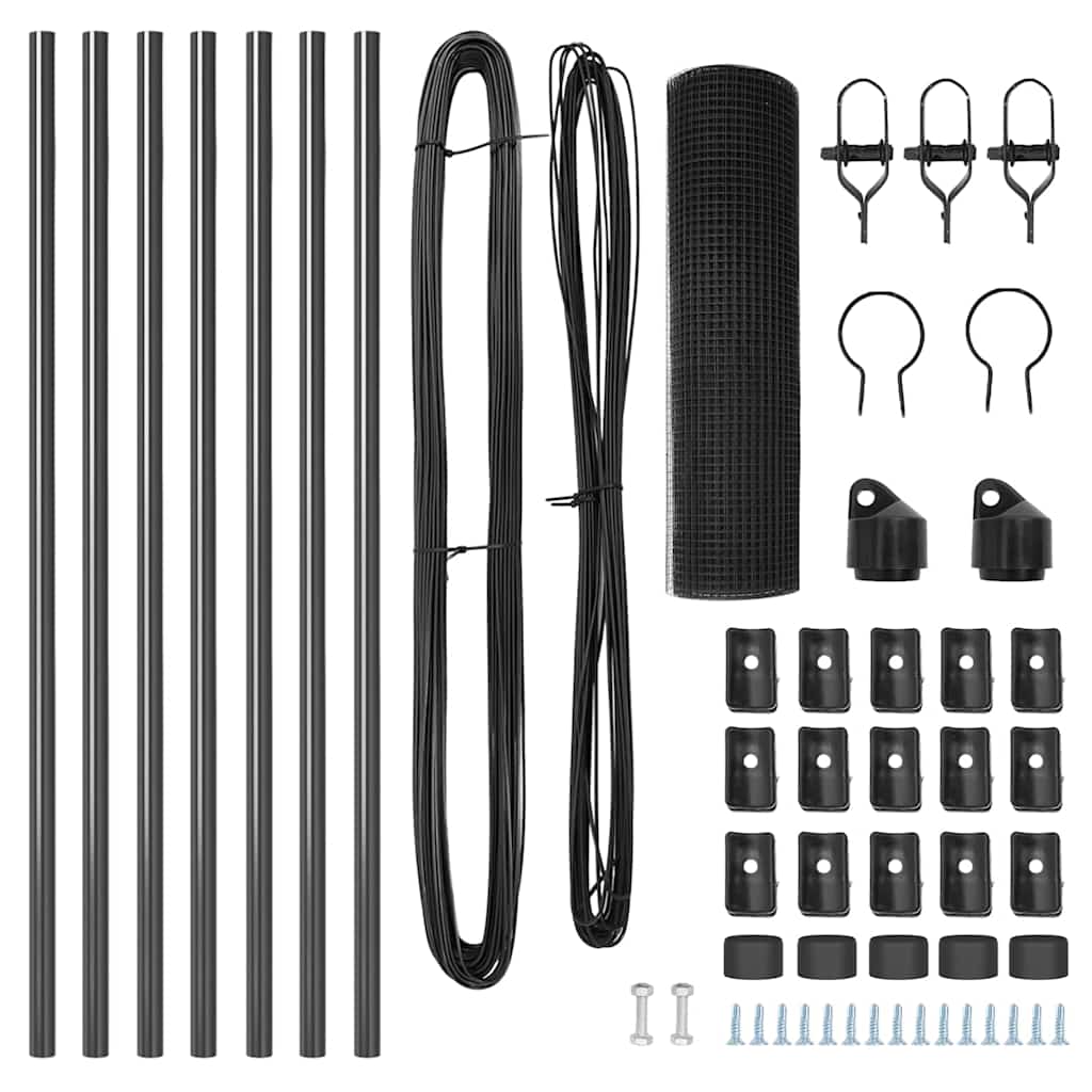 Cerca com Postes Cinzeto 0.4 x 10 m Aço