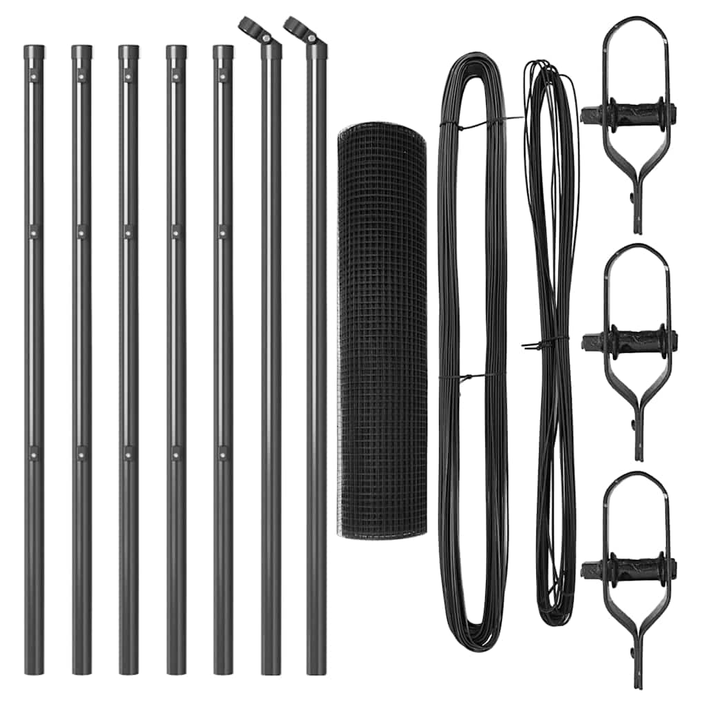 Cerca com Postes Cinzeto 0.5 x 10 m Aço