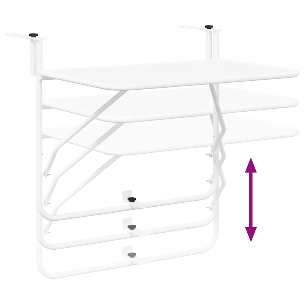 Mesa Suspensa para Varanda Branco 60 x 39 x 65 cm Aço