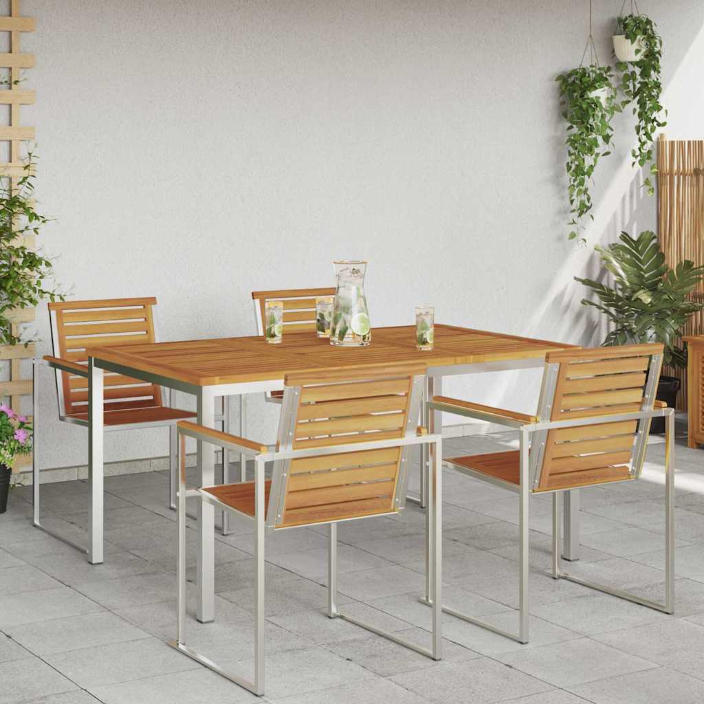 MesadeJantarExterna Castanho 200x90x75cm Madeira de Teca Sólida
