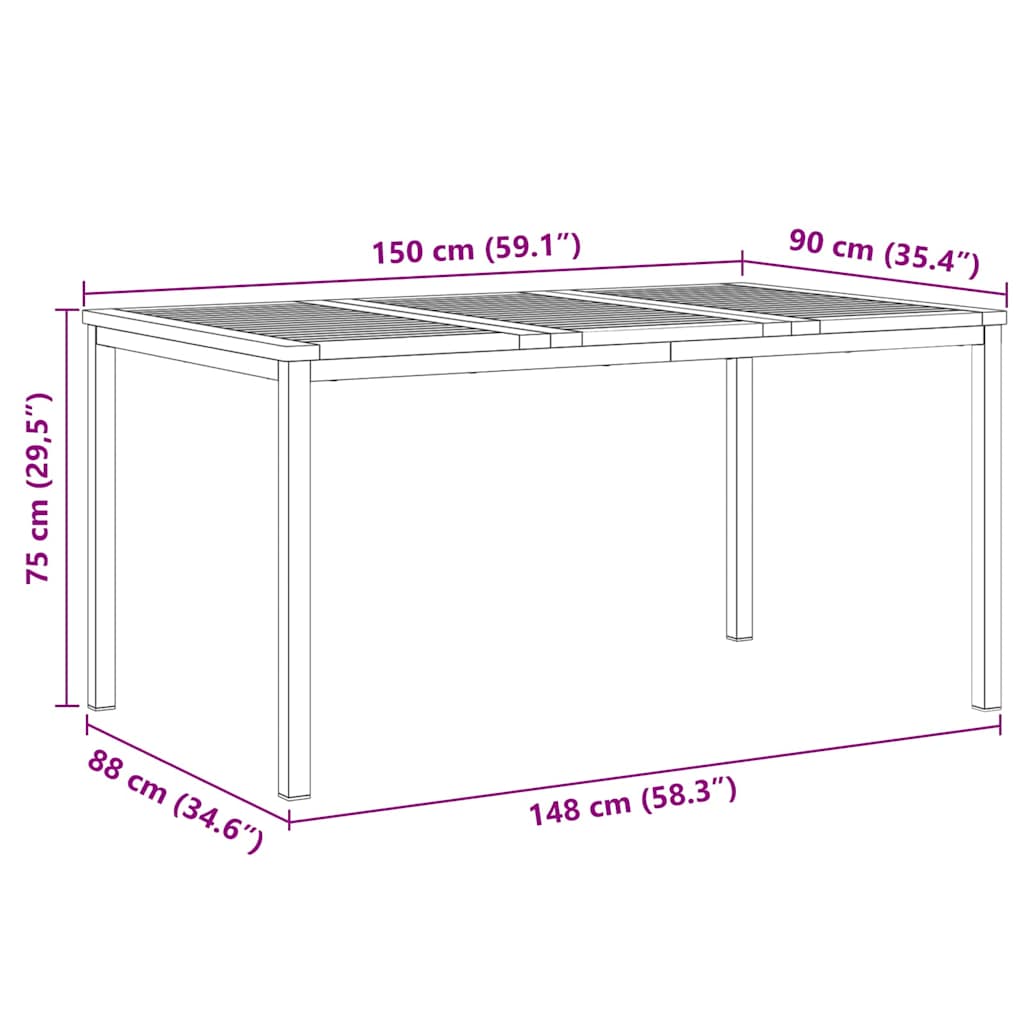 MesadeJantarExterna Castanho 200x90x75cm Madeira de Teca Sólida