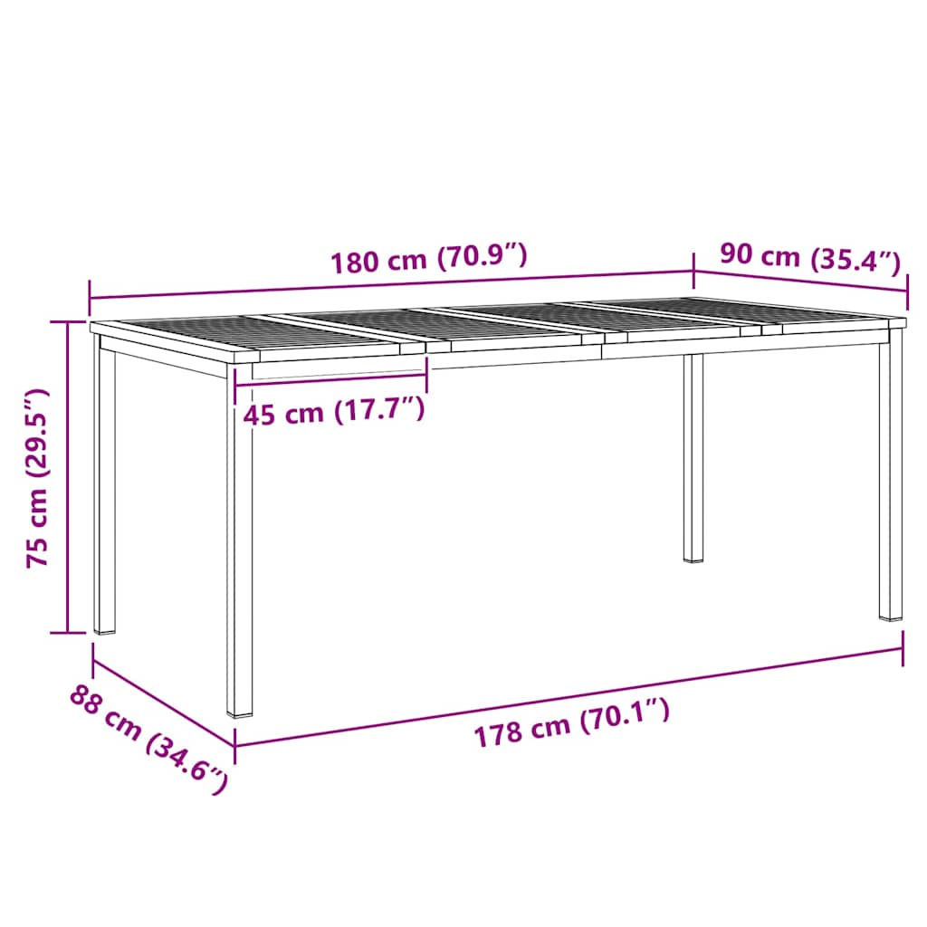 MesadeJantarExterna Castanho 200x90x75cm Madeira de Teca Sólida