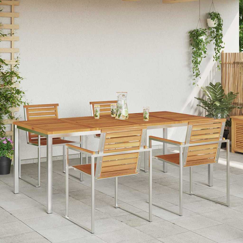 MesadeJantarExterna Castanho 200x90x75cm Madeira de Teca Sólida