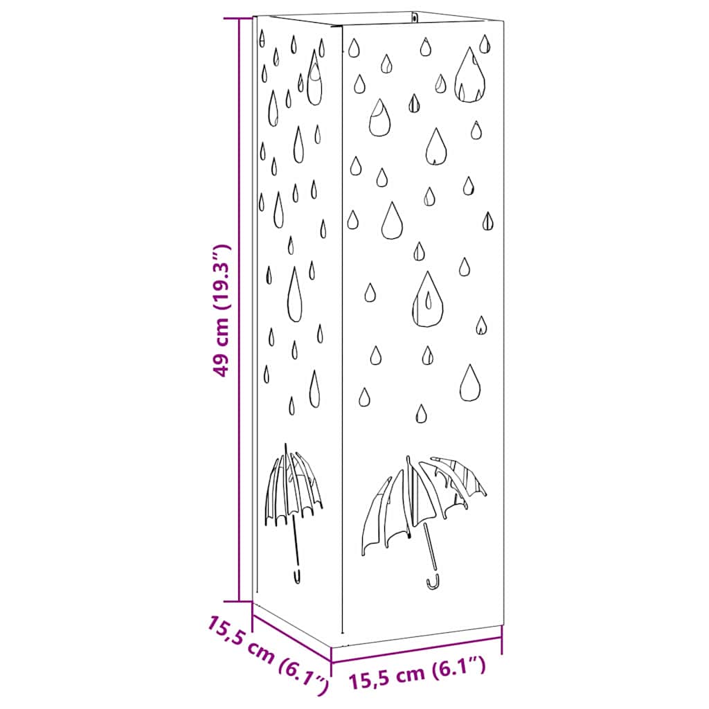 Suporte de Guarda-Sol Preto 15.5 x 15.5 x 49 cm Metal
