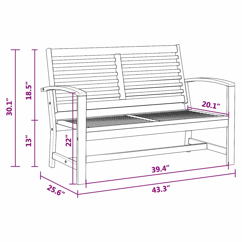 Banco de jardim Natural 110 x 64 x 76.5 cm