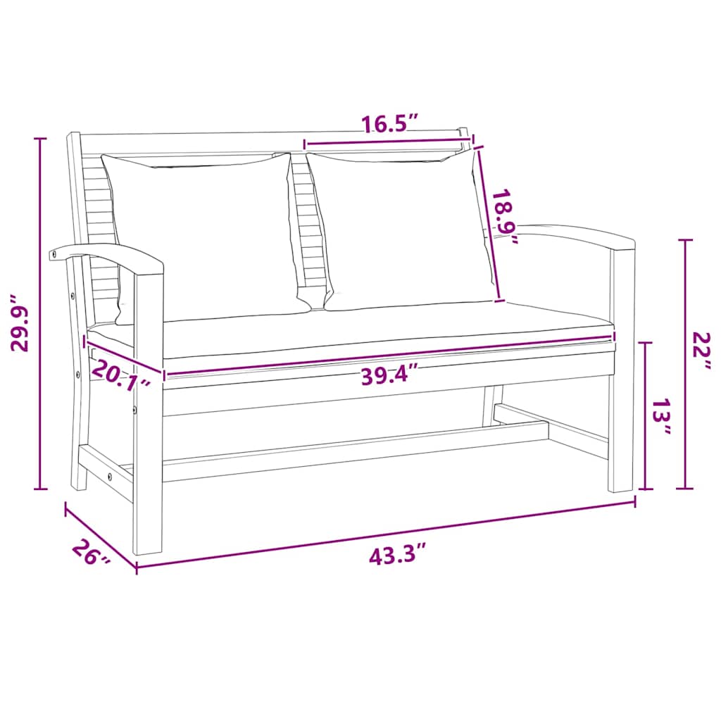 Banco de jardim Natural 110 x 64 x 76.5 cm