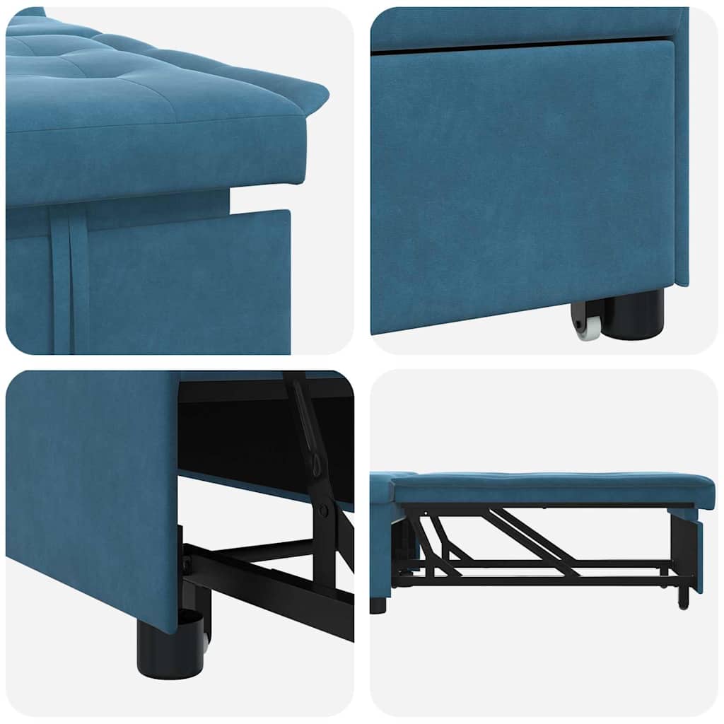 Sofá-Cama Azul 67 x 194 x 38 cm Veludo