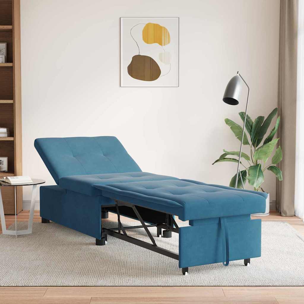 Sofá-Cama Azul 67 x 194 x 38 cm Veludo