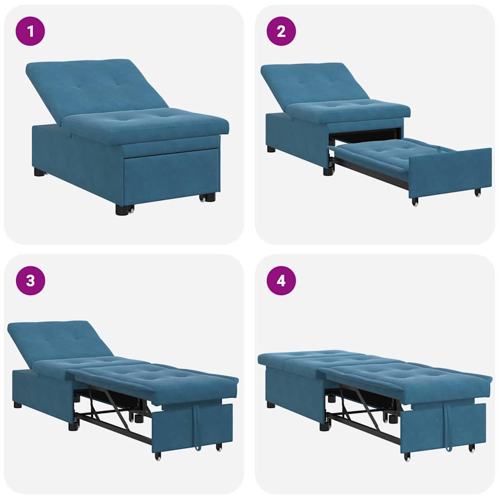 Sofá-Cama Azul 67 x 194 x 38 cm Veludo