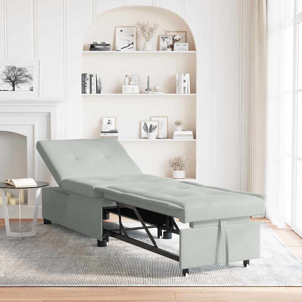 Sofá-Cama Cinzento-claro 67 x 194 x 38 cm Veludo