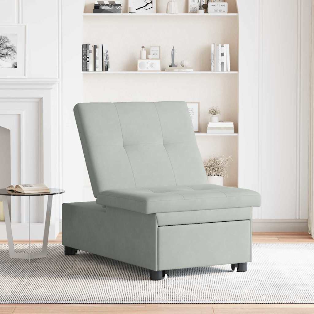 Sofá-Cama Cinzento-claro 67 x 194 x 38 cm Veludo